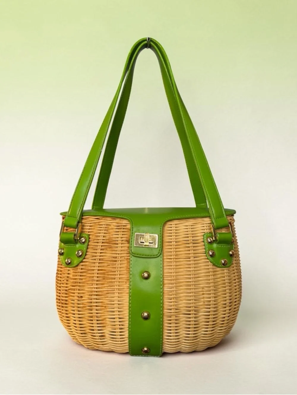 Vintage 70s Etienne Aigner Rattan Basket Handbag Top Handle Rare (A655) - Picture 3 of 16